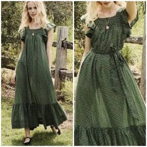 Doen Sonnet Dress in Martha’s Garden Green Floral with belt